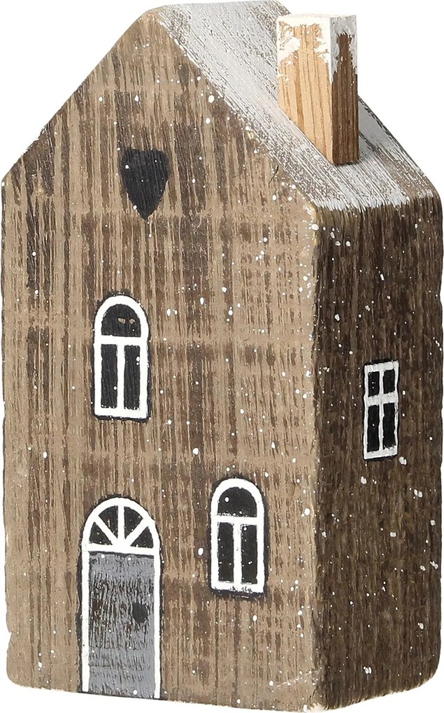 Dekorácia Snehový domček 12cm tmavohnedý