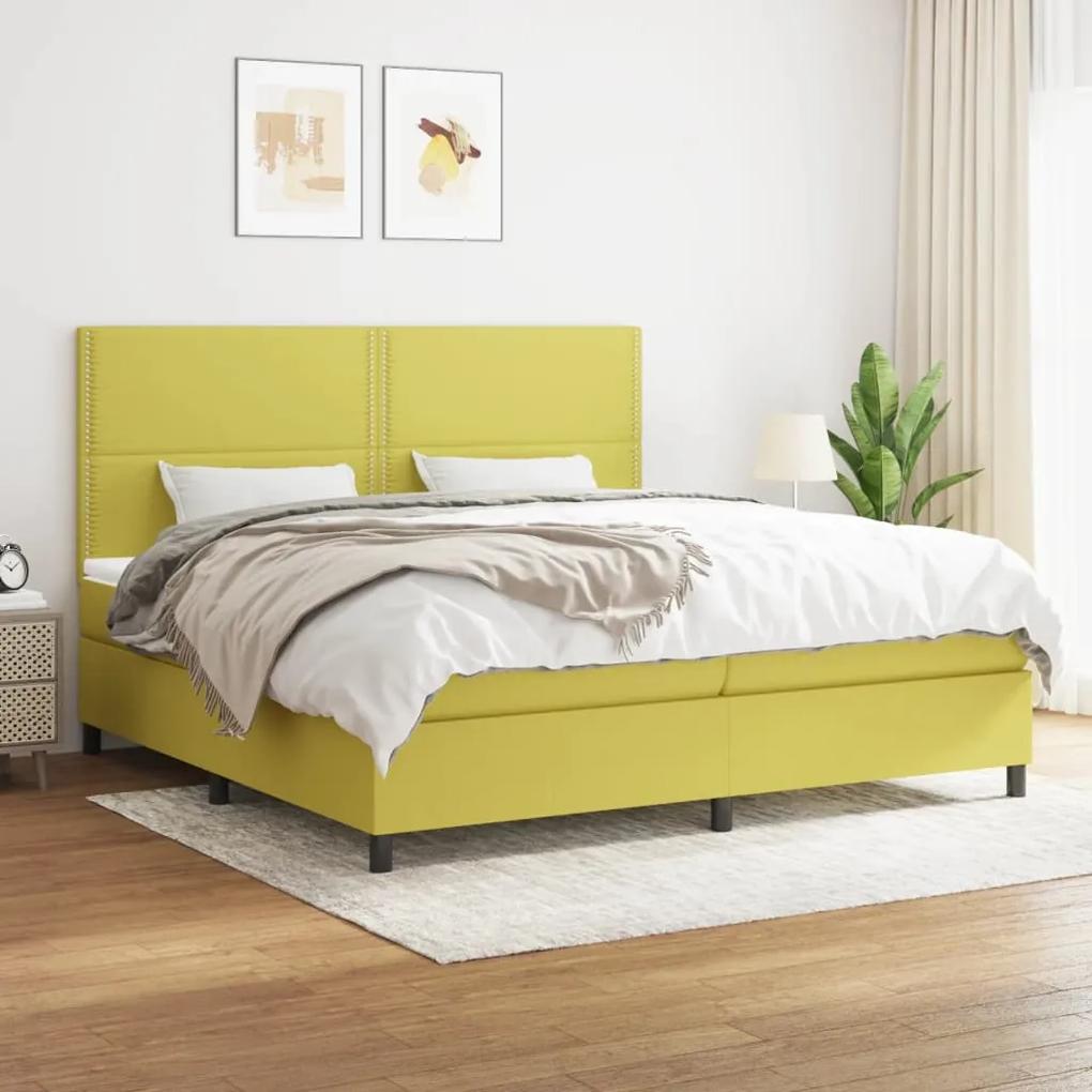 Boxspring posteľ s matracom zelená 200x200 cm látka 3141728