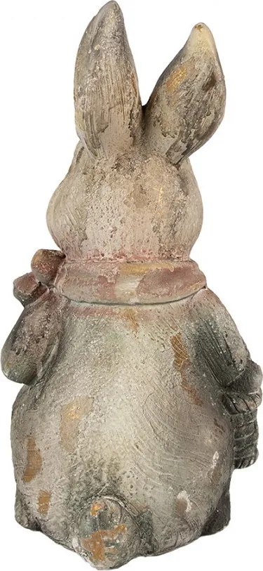 Šedohnedá dekoratívna figúrka králik s košíčkom - 22*19*41 cm