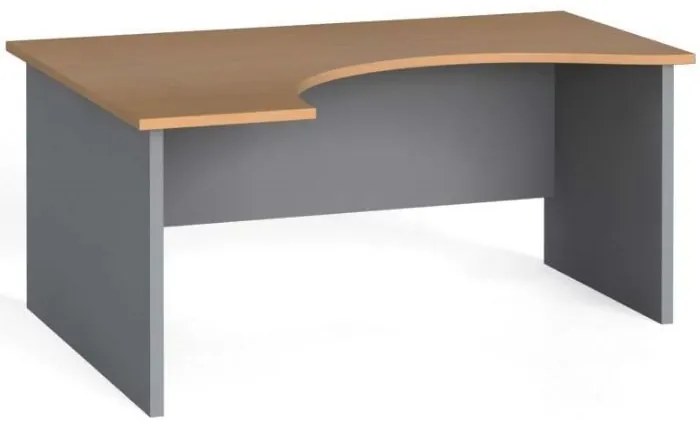 Rohový kancelársky pracovný stôl PRIMO FLEXI, zaoblený 160x120 cm, sivá / wenge, ľavý