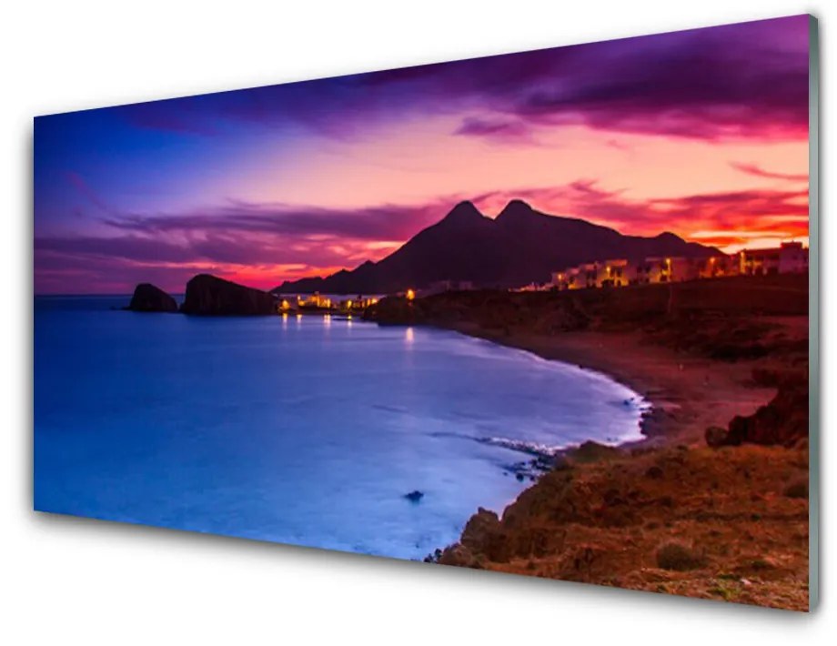 Obraz na akrylátovom skle More pláž hory príroda 100x50cm