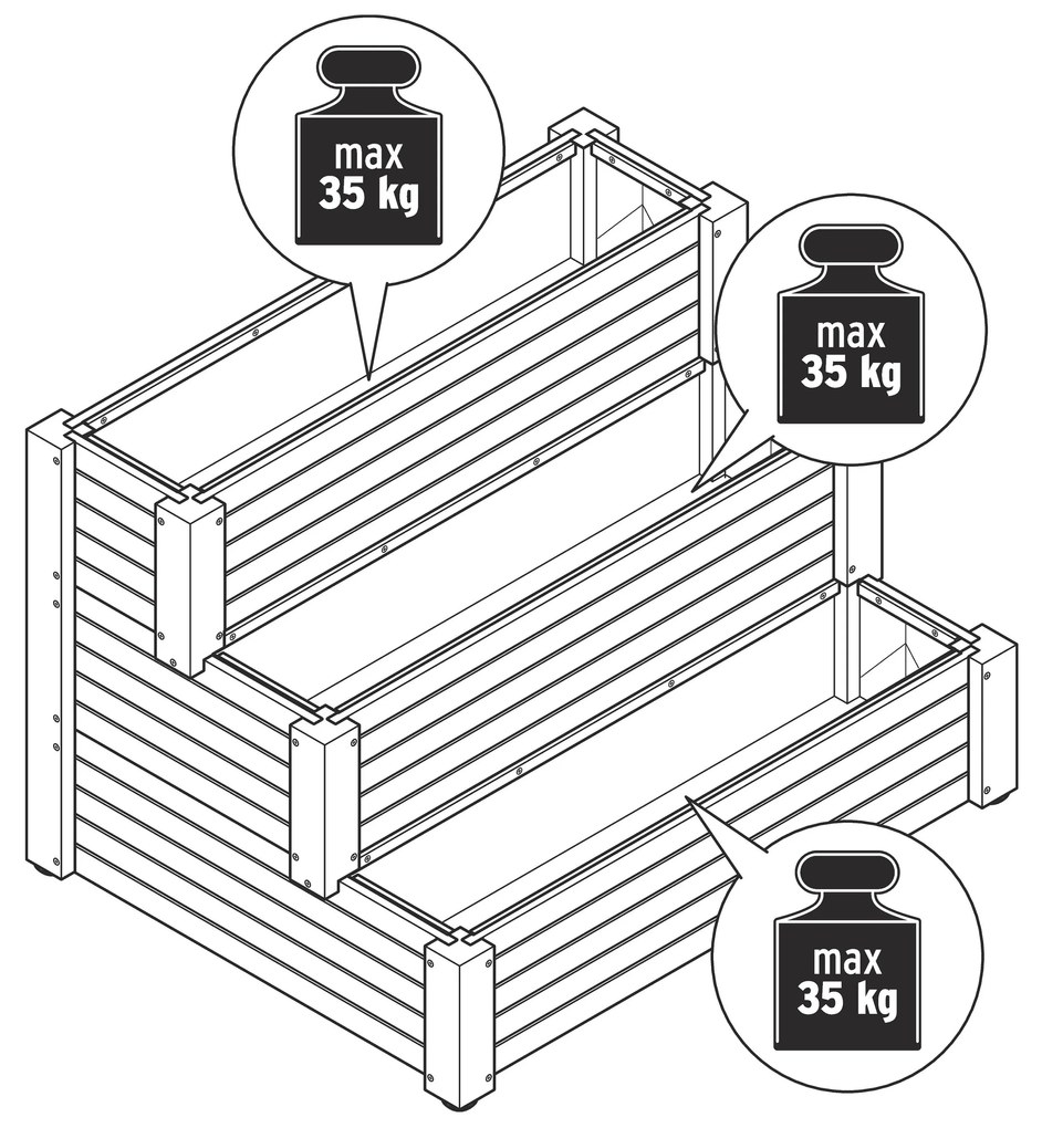 Schodový vyvýšený záhon s 3 úrovňami »Tinus«