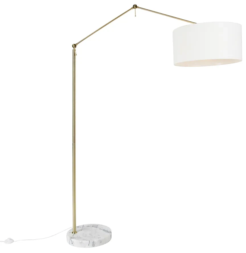 Moderná stojaca lampa zlatá s tienidlom bielym 50 cm nastaviteľná - Editor