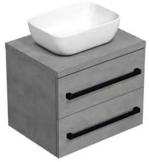 Kúpeľňová skrinka s čiernou úchytkou a krycí doskou SAT Cube Way 60x47,5x46 cm betón mat CUBE46C1603BE45, 1 ks