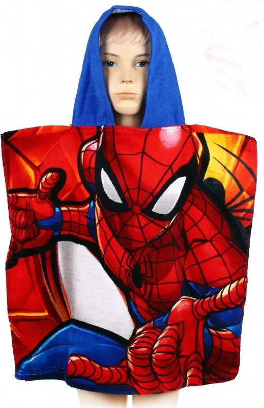 Plážové pončo - bavlnená plážová osuška s kapucňou Spiderman - MARVEL - 100% bavlna - 55 x 110 cm