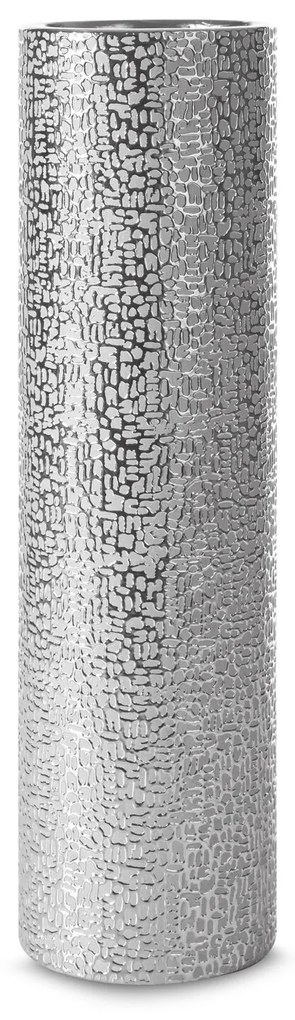 Váza dekoratívna RISO 11 X 40 cm, keramická hlina, strieborná