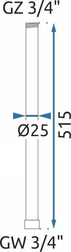 Predĺženie pre vaňovú/sprchovú súpravu REA ø 25 mm - 50 cm, zlatá lesk