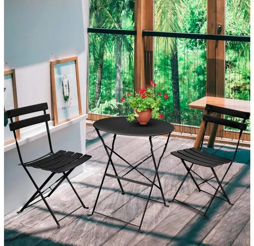 Balkónový set Orosi (čierna). Akcia -21%. Vlastná spoľahlivá doprava až k Vám domov. 1088138