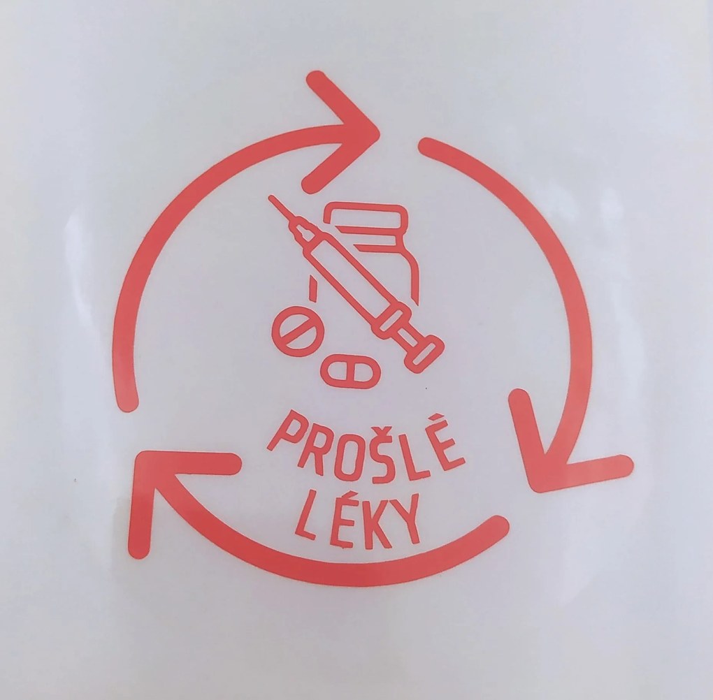 Štítok/nálepka na odpadkové koše, RECYKLÁCIA - Lieky 8cm