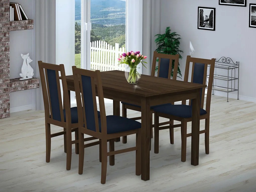 Nabytekmorava Jedálenský set Brooklyn pre 4 osoby, stôl 120x90 cm farba lamina: orech 729, čalúnenie vo farbe: SCALA béžová 11