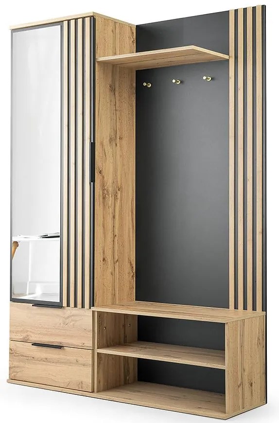 Predsieňový Nábytok Lugo 140 dub wotan/čierna