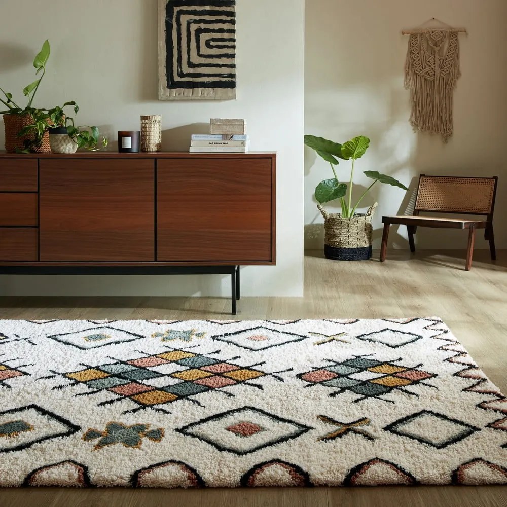 Krémový ručne tkaný vlnený koberec 120x170 cm Moroccan Midar – Flair Rugs