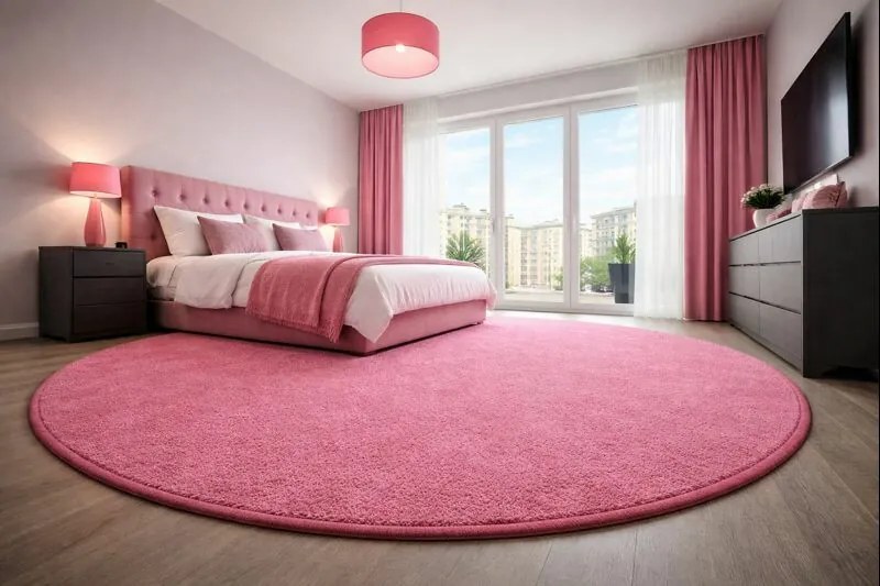 Kusový koberec Eton ružový 11 kruh, 300x300 (priemer) kruh, ružová, kuchyňa, Vopi