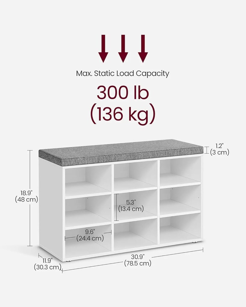 Topánkovník Vasagle Endersen 78 cm biely