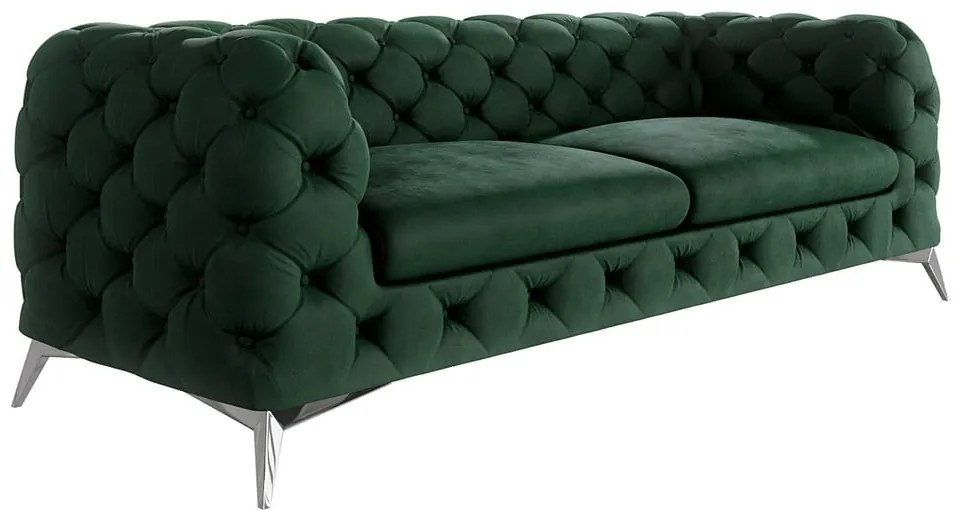 Tmavozelená zamatová pohovka 225 cm Chelsea – Ropez