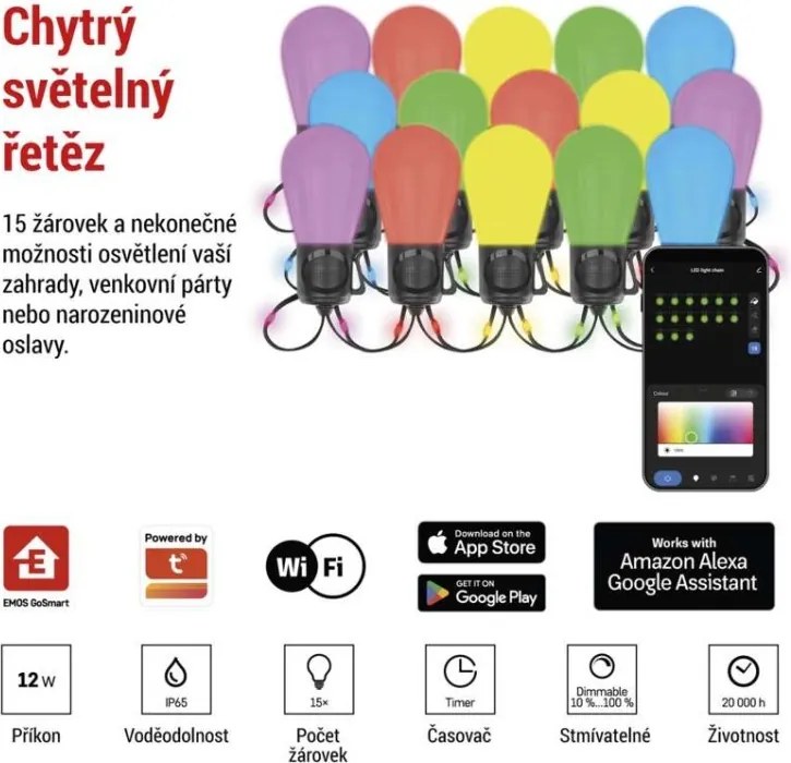 Svetelná LED reťaz GoSmart 150 cm viacfarebná