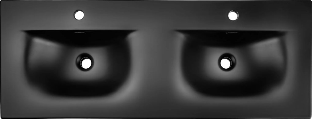 Comad Nábytkové keramické dvojumývadlo SKY 1 BLACK MATT 120D DP, 121x46 cm, čierna matná
