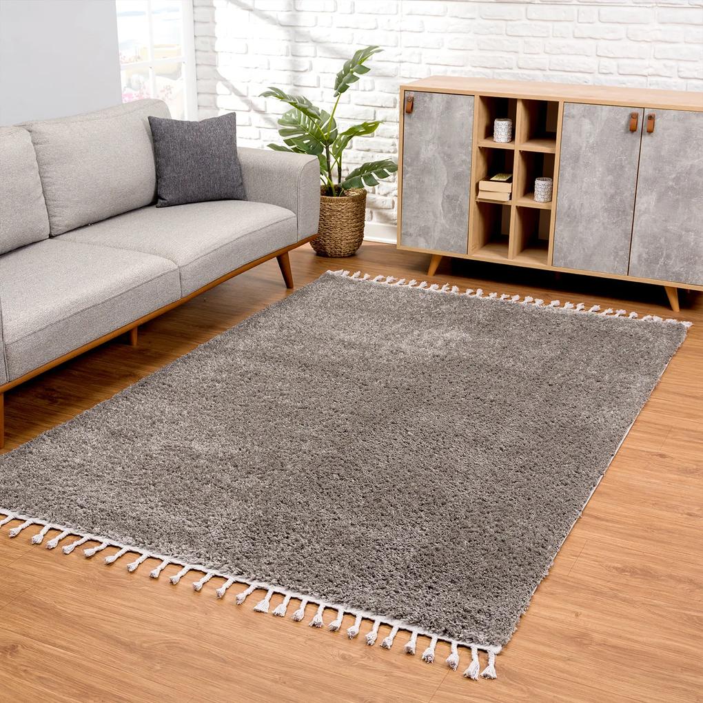 Dekorstudio Jednofarebný shaggy koberec PULPY sivý Rozmer koberca: 80x300cm