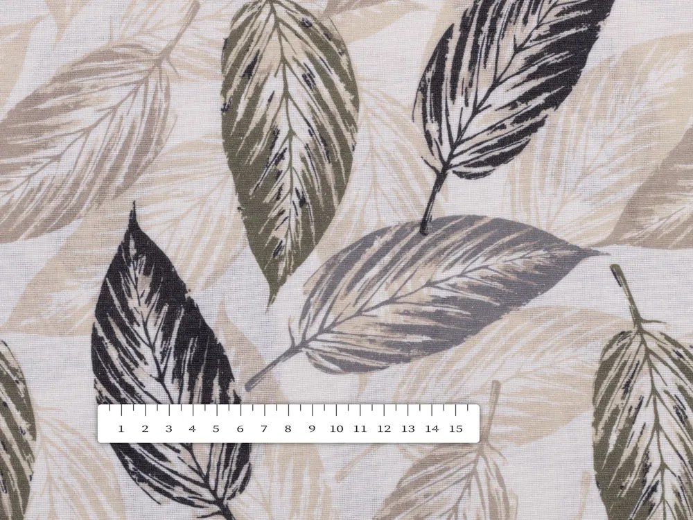 Biante Dekoračný obdĺžnikový obrus PML-056 Zeleno-čierne listy na béžovom 140x220 cm