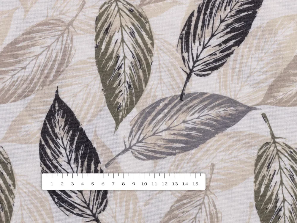 Biante Dekoračný oválny obrus PML-056 Zeleno-čierne listy na béžovom 120x180 cm