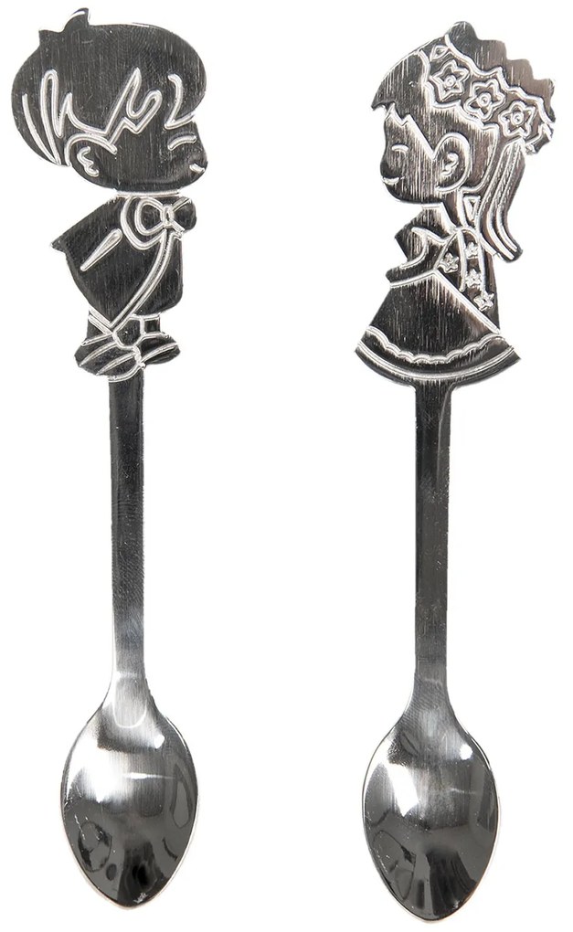 2 ks strieborné dezertné lyžičky panáčik a bábika - 2 * 12 cm
