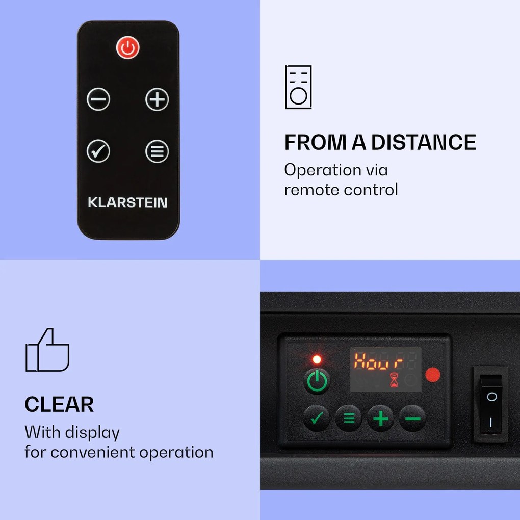 Klarstein Studio 5 Arc, elektrický krb, 1800 W, LED plamene, ventilátor, diaľkové ovládanie