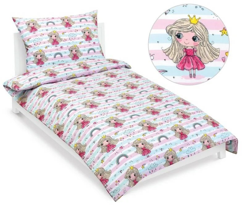 Bellatex Detská bavlnená posteľná bielizeň JuniorPrincess pink, 140 x 200, 70 x 90 cm