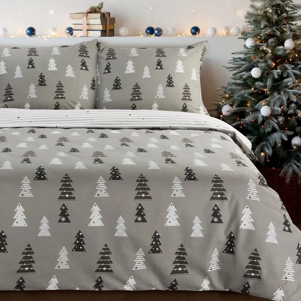 VIANOČNÉ FLANELOVÉ OBLIEČKY LENON 200X220 CM, 2 KS 70X80 CM VZOROVANÉ