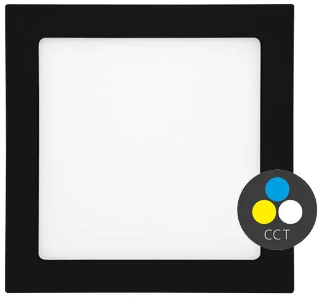 Ecolite Čierny vstavaný LED panel hranatý 120x120mm 6W CCT LED-WSQ-CCT/6W/CR