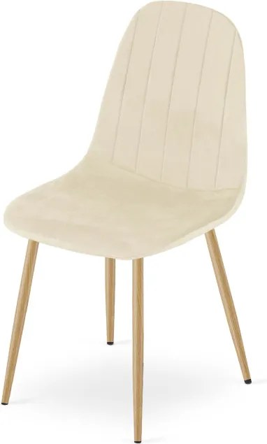 Set dvoch jedálenských stoličiek PADVA zamatové béžové / hnedé nohy (2 ks)