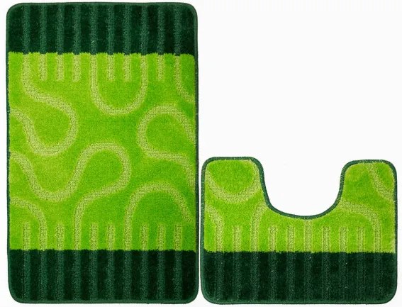 Sada kúpeľňových koberčekov RONDA svetlozelená / tmavozelená