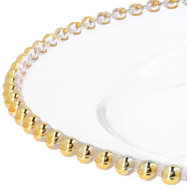 Dekoratívny tanier GOLDEN BALLS so zlatým okrajom s guličkami 807546