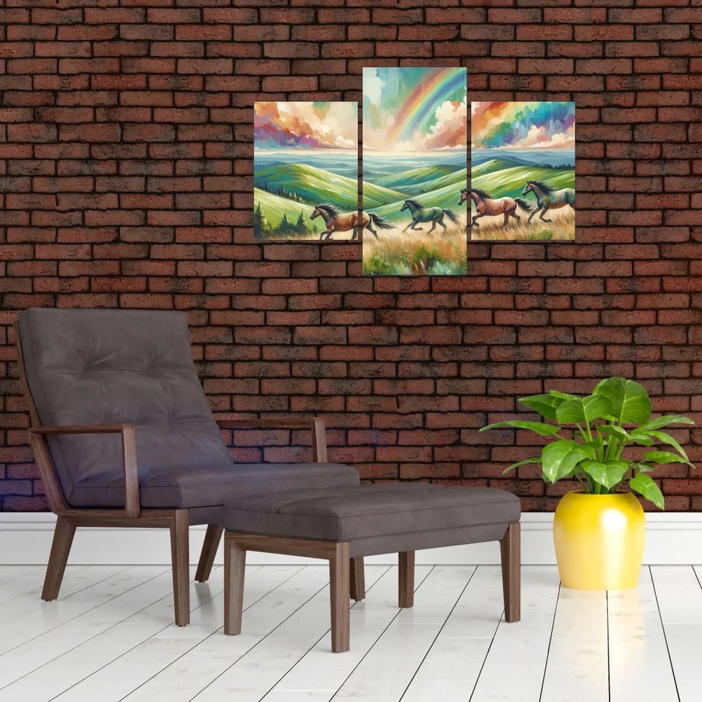 Obraz – Kone cválajúce krajinou (90x60 cm)