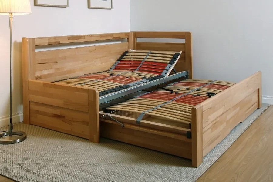 BMB TANDEM ORTHO bez roštov 90 x 200 cm - rozkladacia posteľ z bukového masívu s ľavou podrúčkou, buk masív