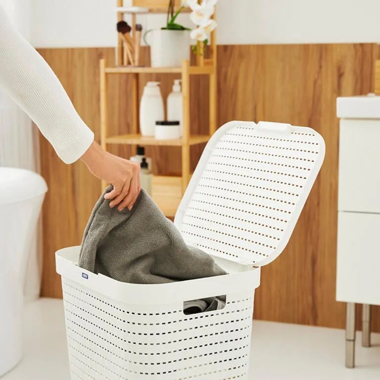 Kôš na špinavú bielizeň COUNTRY biely, 55 l