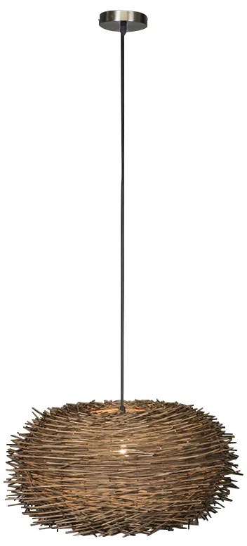 Rustikálne závesné svietidlo hnedý ratan - Hatch 45