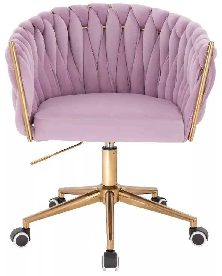 LuxuryForm DESIGN Kreslo NORDEN VELUR na zlatej podstave s kolieskami - levanduľa