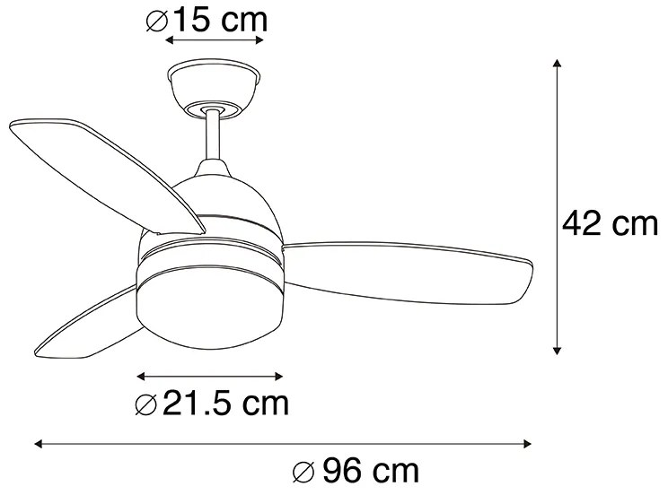Stropný ventilátor biely s drevenou potlačou 96 cm s diaľkovým ovládaním - Rotar