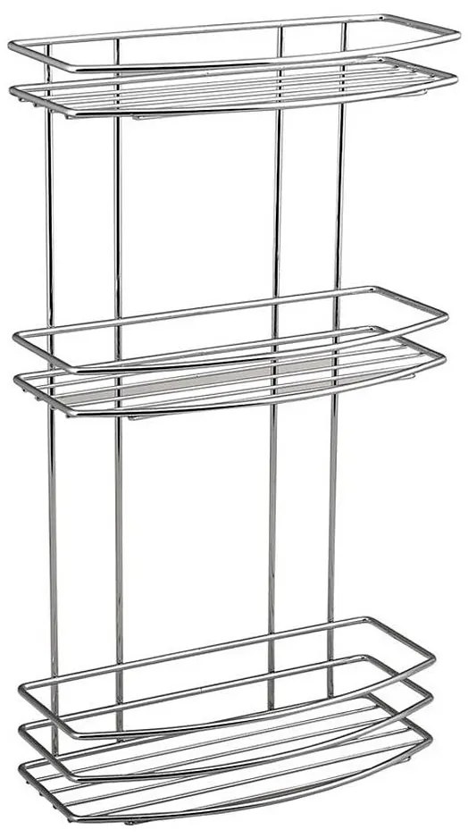 Aqualine - Trojposchodová nástenná polica do sprchy CHRÓM LINE lesklý chróm