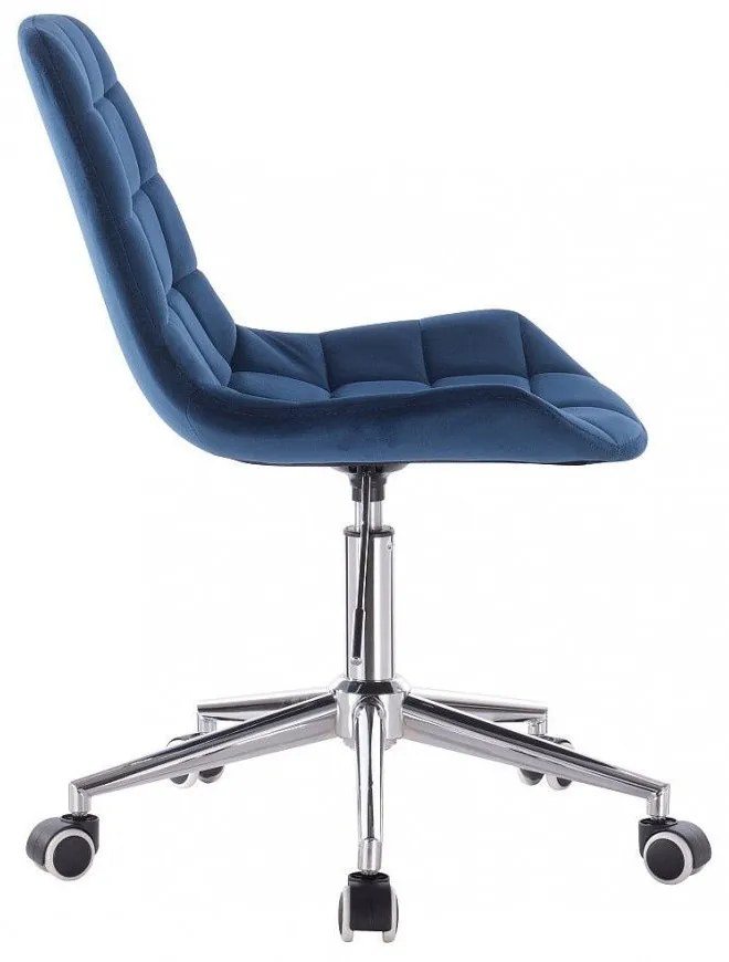 LuxuryForm DESIGN Stolička PARIS VELUR na striebornej podstave s kolieskami - modrá