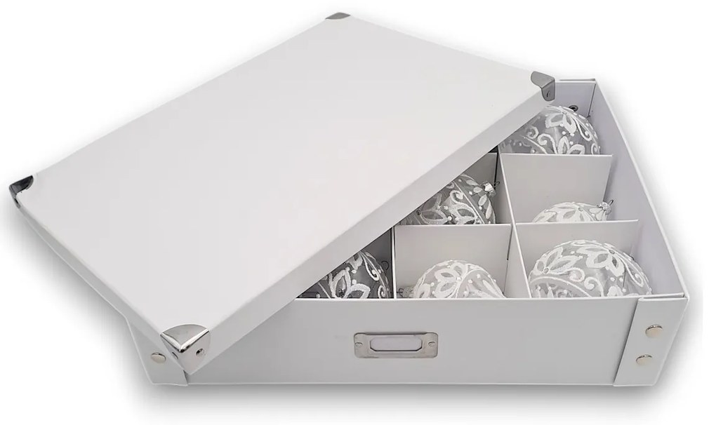 Zeller Present Triediaci organizér s priehradkami na vianočné gule a ozdoby, biely