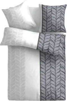 Obliečky Nobles 140x220 cm, bavlnený satén, biela/sivá/modrá%