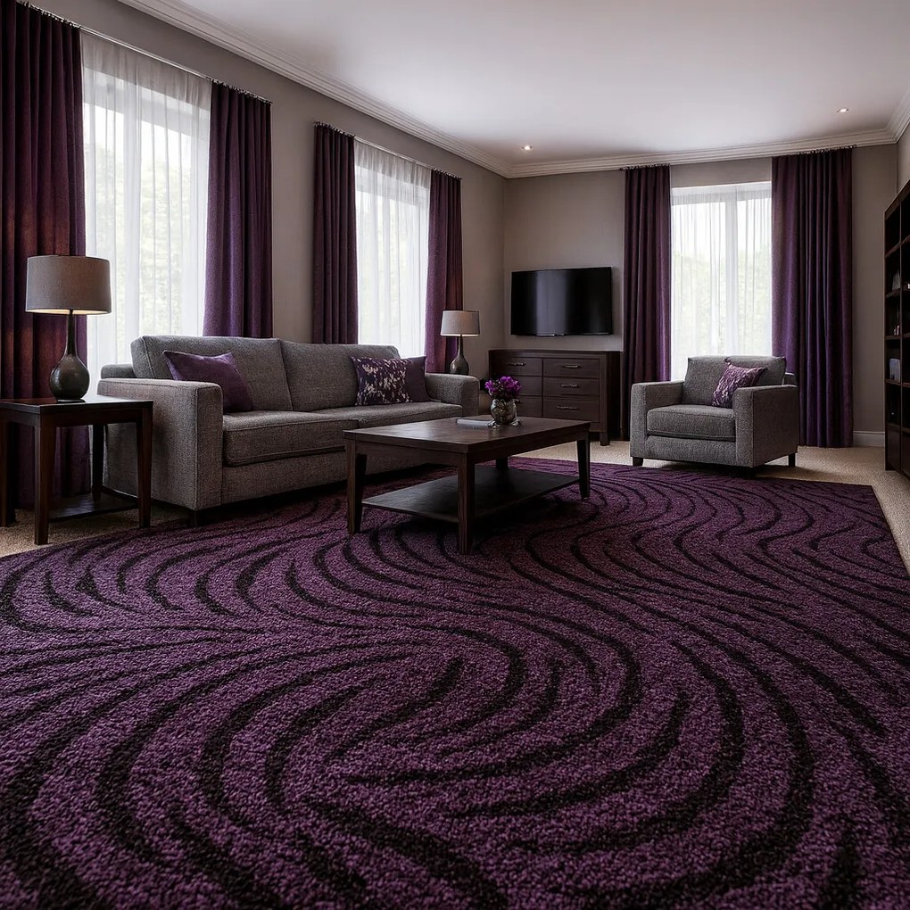 Koberec metráž Spring 6470, na mieru, šíře 4m,5m, fialová, filc, detská izba, ITC