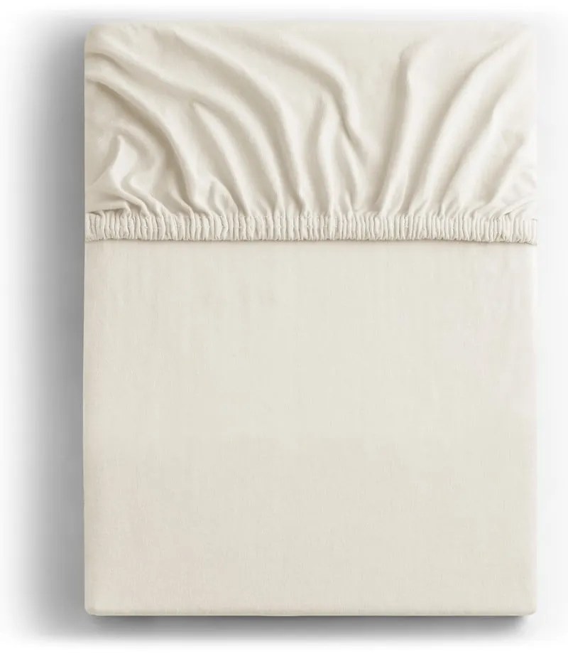 Biela/krémová napínacia plachta jersey 220x200 cm Amber – Restilo