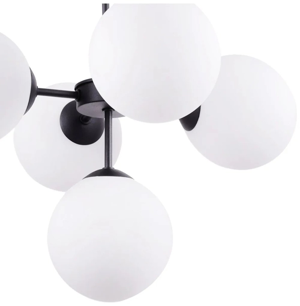 Závesné svietidlo Florence, 5x biele sklenené tienidlo