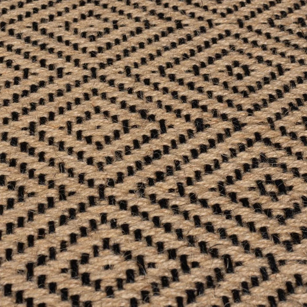 Jutový behúň na schody v čierno-prírodnej farbe 60x600 cm Diamond – Flair Rugs