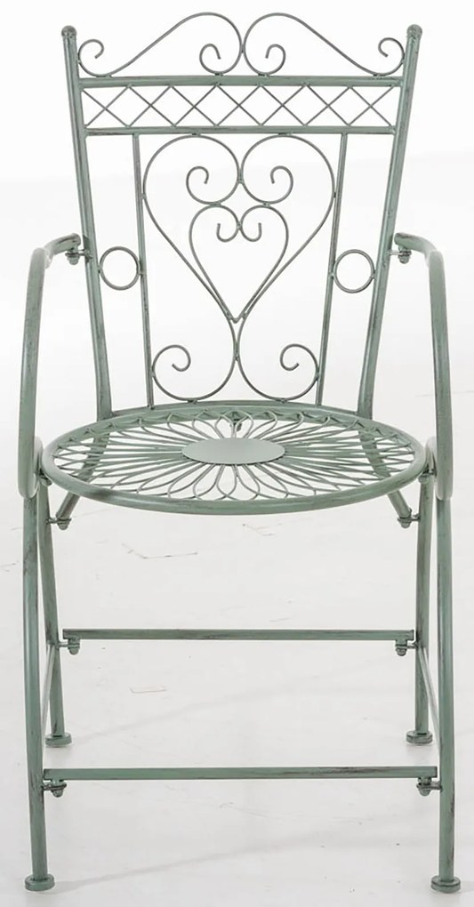 Kovová stolička Sheela s područkami (SET 2 ks) - Zelená antik