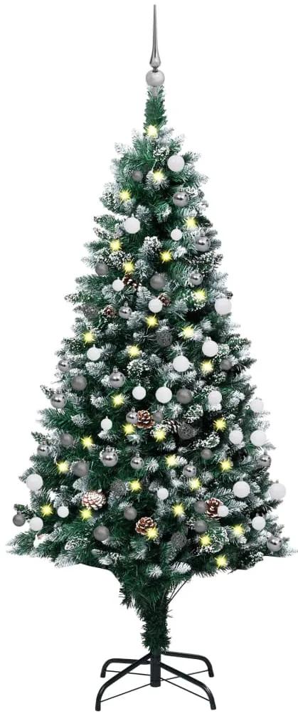 Umelý vianočný stromček s LED, súpravou gulí a šiškami 180 cm 3077703
