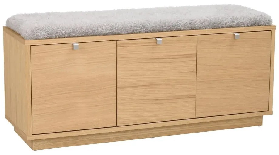 Skrinka na topánky v dekore duba s lavicou v šedo-prírodnej farbe Confetti – Rowico