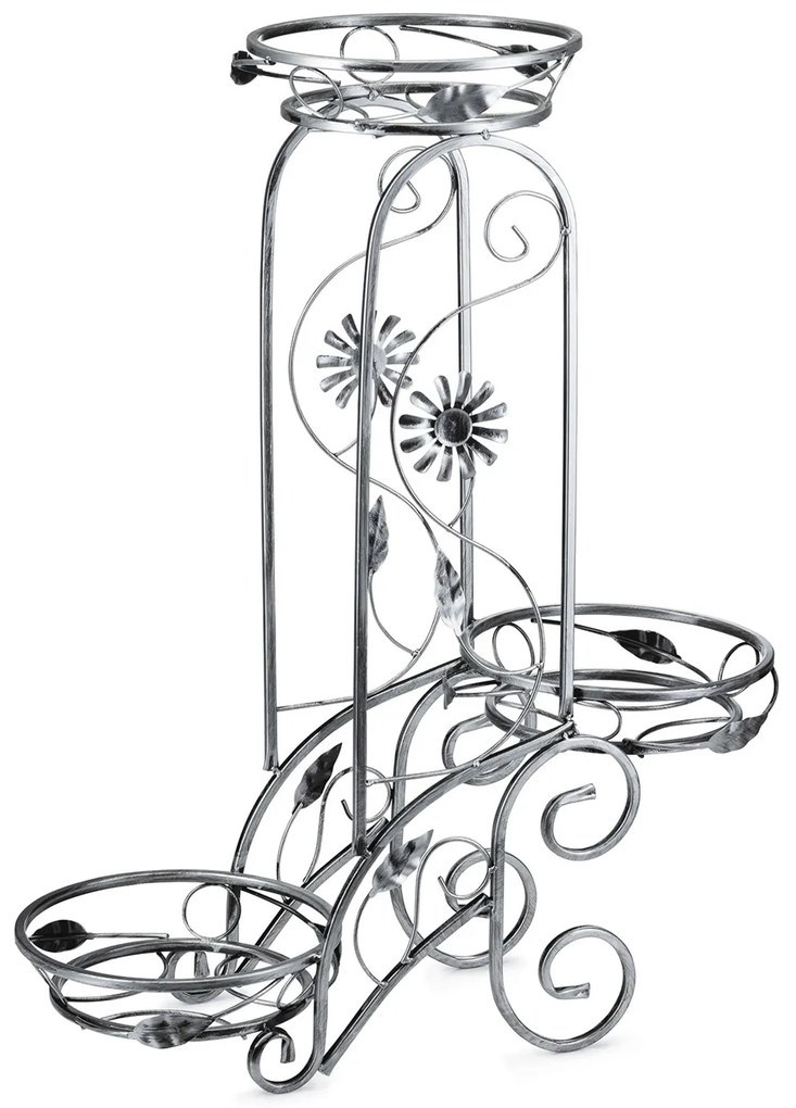 STOJAN NA KVETINÁČ FLOWER 88X28X65 CM STRIEBORNÁ